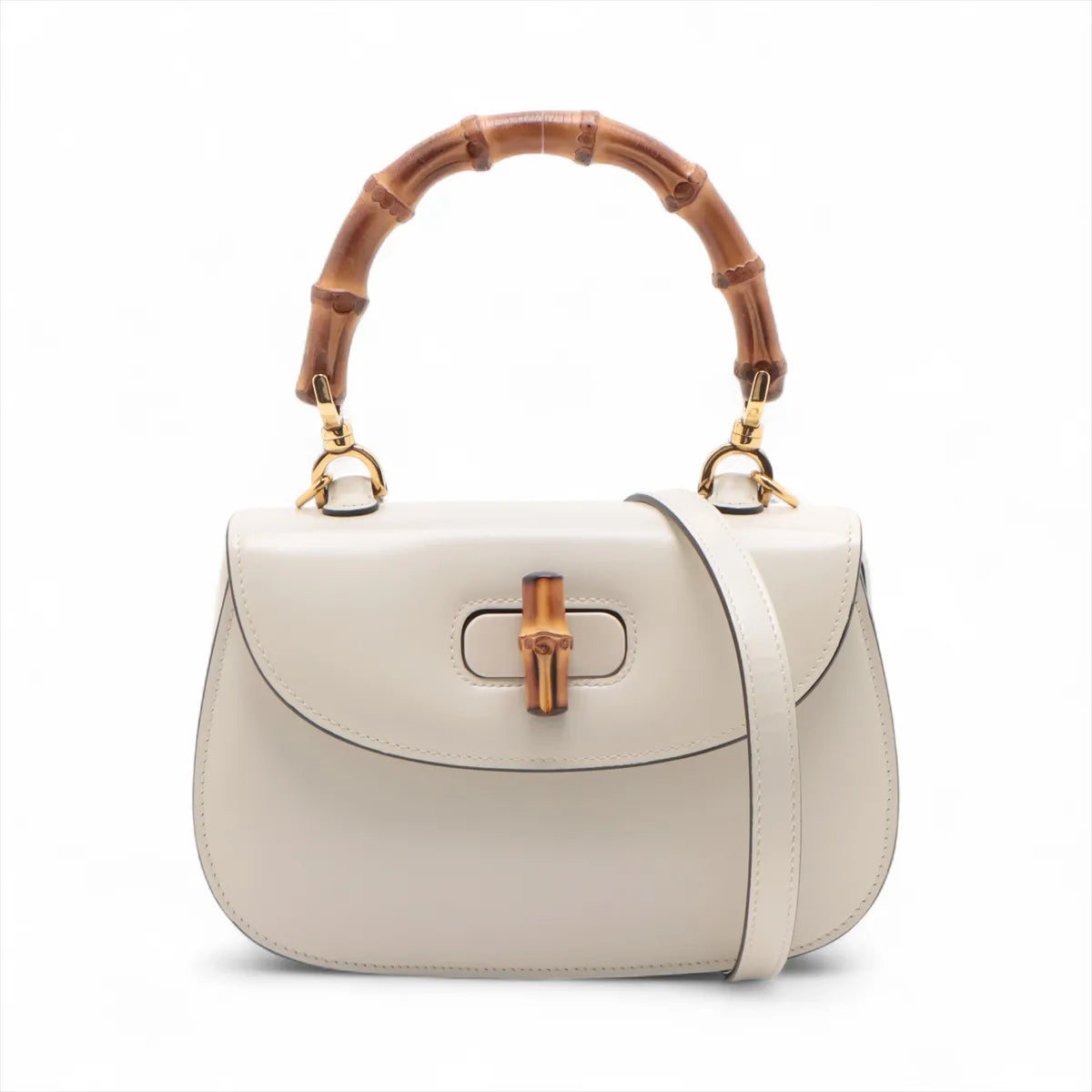 Gucci Bamboo Leather Two-Way Shoulder Bag White