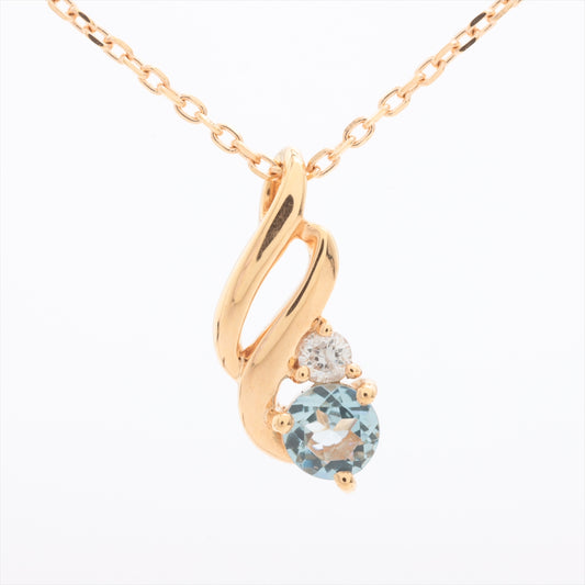 4℃ Turquoise Stone and Diamond Necklace Gold