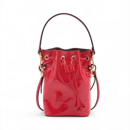 Fendi Mon Tresor Mini Patent Leather Two-Way Shoulder Bag Red