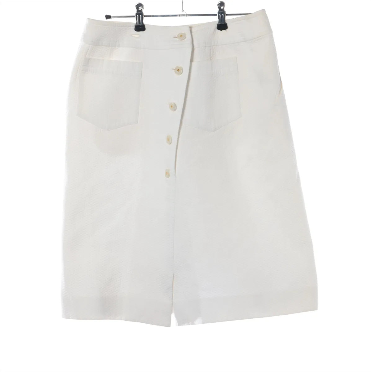 Chanel CC Button Cotton Skirt White