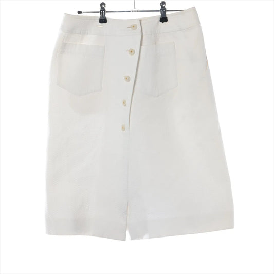 Chanel CC Button Cotton Skirt White