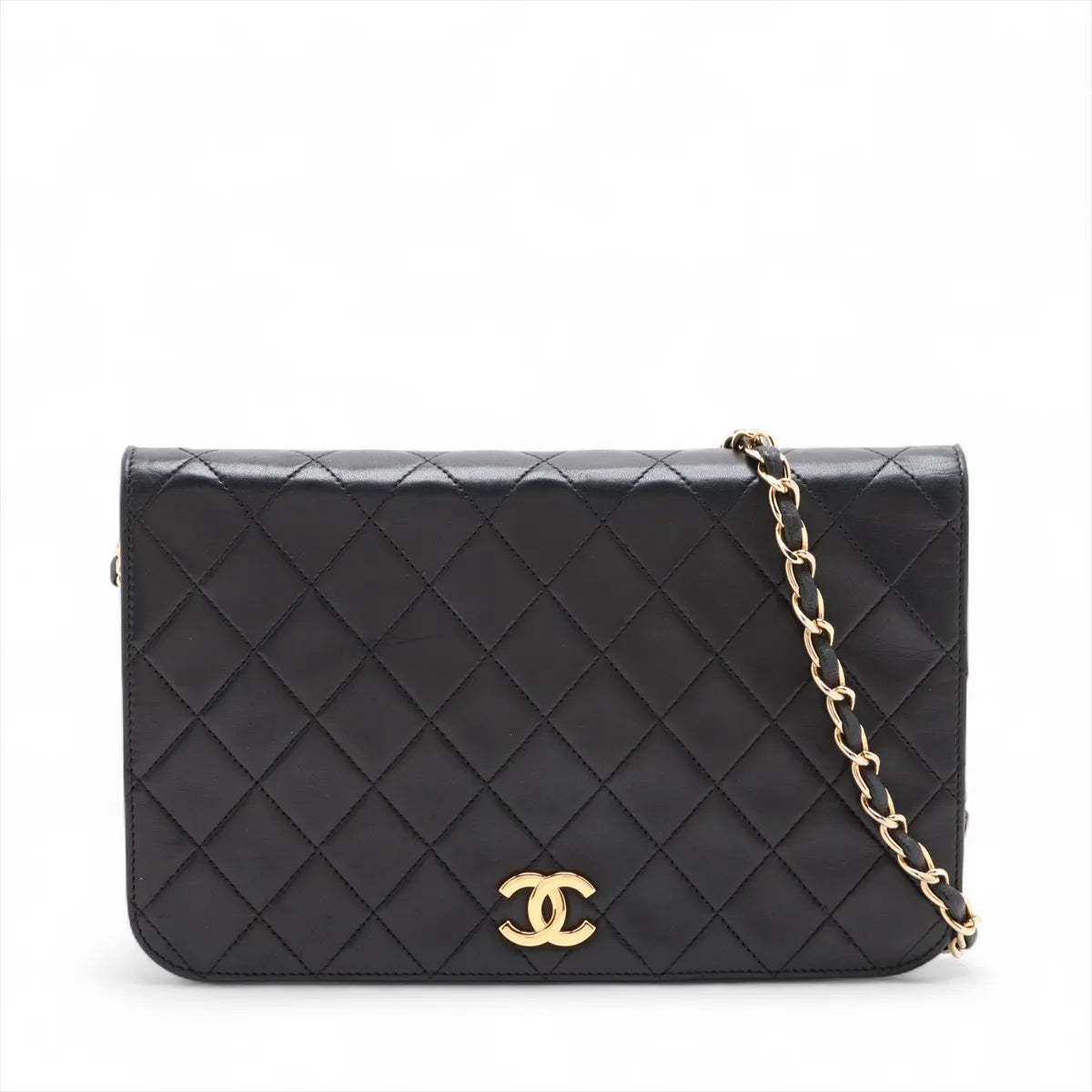 Chanel CC Logo Matelassé Lambskin Chain Shoulder Bag Black