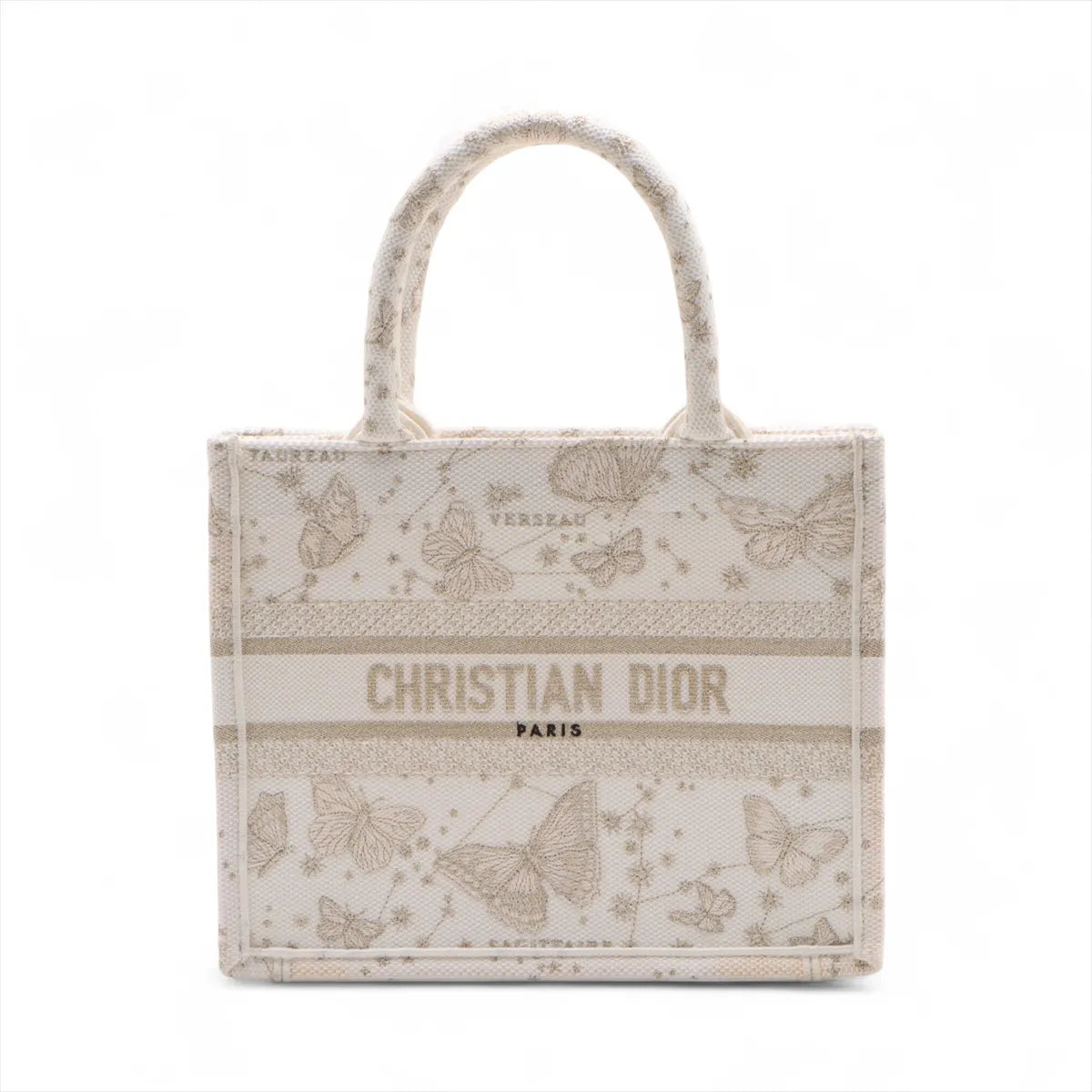 Christian Dior Small Canvas Book Tote Bag White x Beige