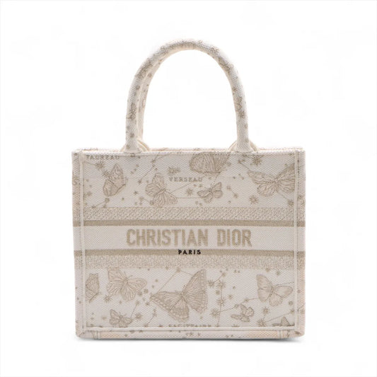 Christian Dior Small Canvas Book Tote Bag White x Beige