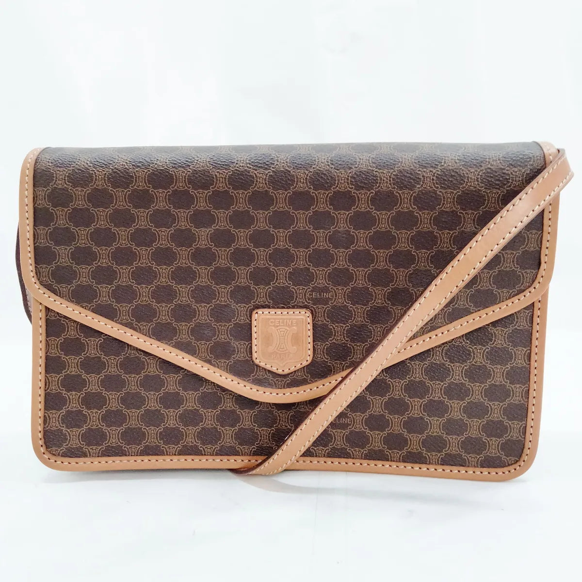 Celine Macadam Triomphe Shoulder Bag Brown
