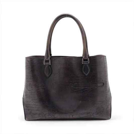 Berluti Calligraphy Toujour Leather Chain Tote Bag Black