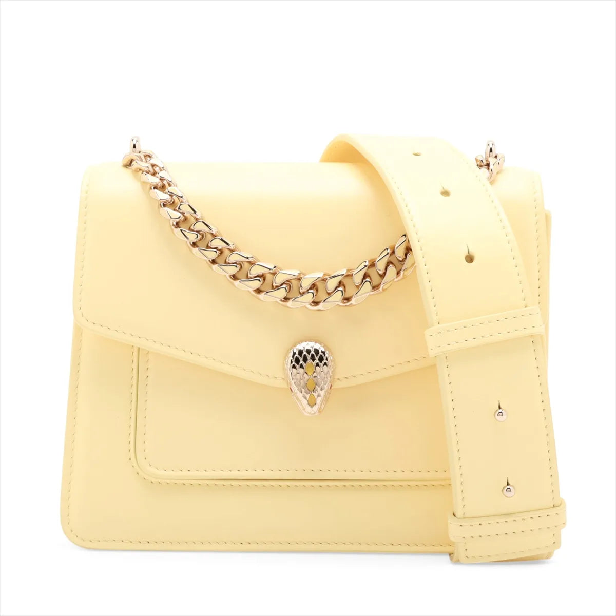 Bvlgari Serpenti Leather Two-Way Shoulder Bag Yellow