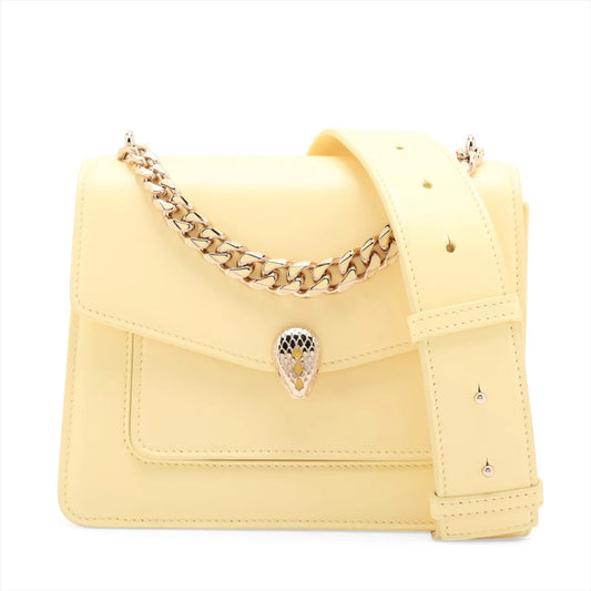 Bvlgari Serpenti Leather Two-Way Shoulder Bag Yellow