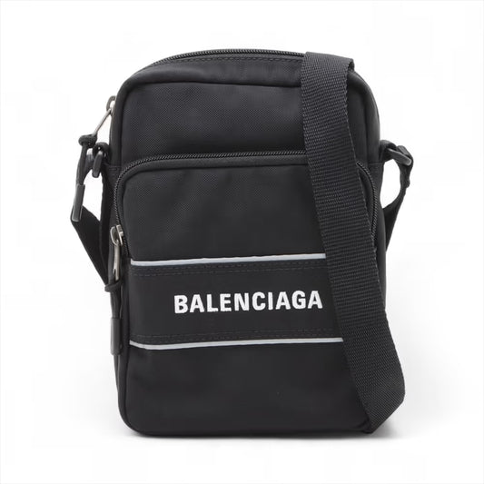 Balenciaga Sport Nylon Leather Shoulder Bag Black