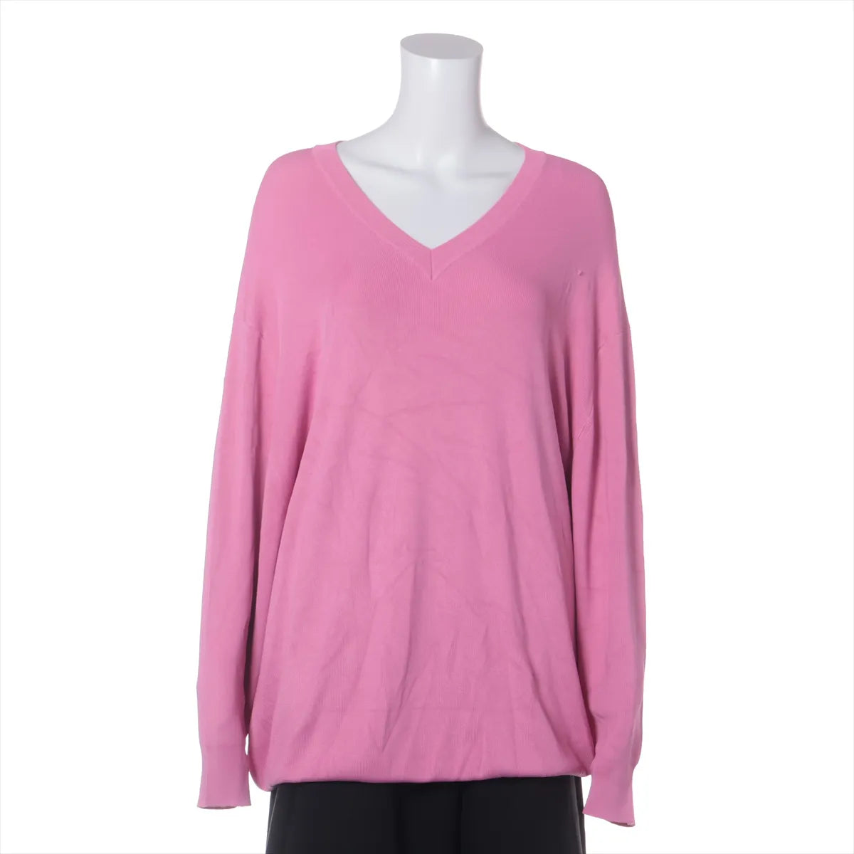 Balenciaga Rayon Nylon V-neck Knit  Long Sleeve Pink