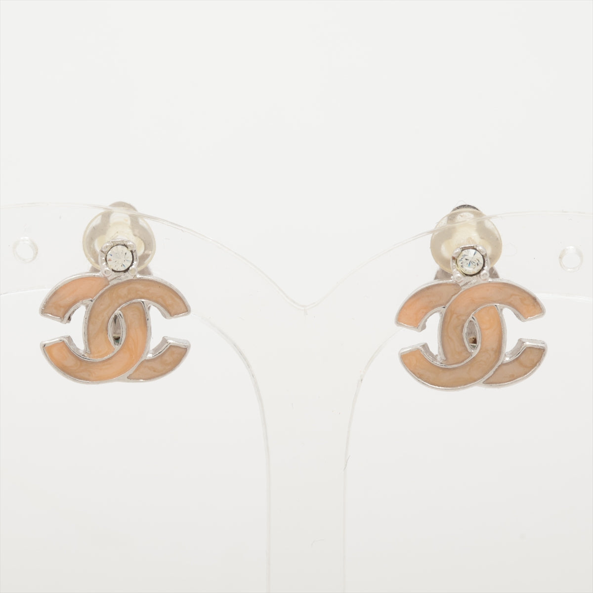 Chanel CC Logo Rhinestone Enamel Clip-on Earring