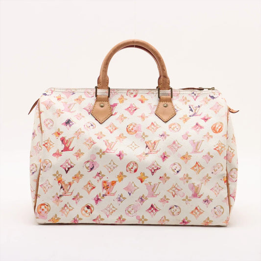 Louis Vuitton Monogram Limited Edition Watercolor Speedy 35 White