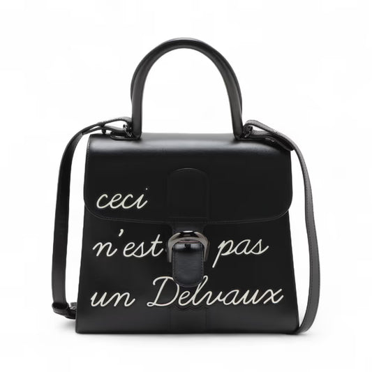 Delvaux Lumore MM Leather Two-Handbag Black x White