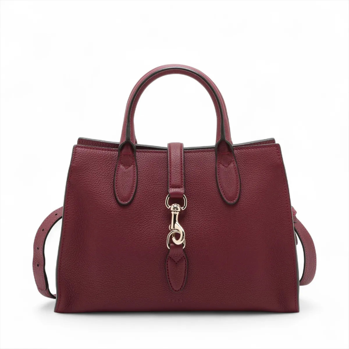 Gucci Hook-closure Medium Leather Two-Way Handbag Bordeaux