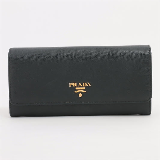 Prada Saffiano Leather Long Wallet Black