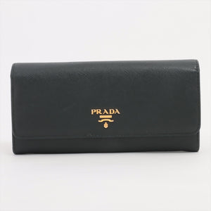 Prada Saffiano Leather Long Wallet Black