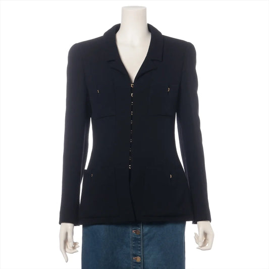 Chanel CC Logo Wool Jacket Coat Black