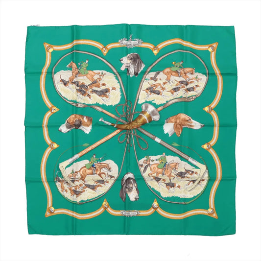 Hermès Carré 90 Chiens Au Rapport Hounds Scarf Green