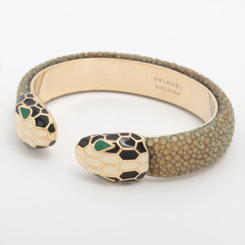 Bvlgari Serpenti Forever Enamel & Galuchat Leather Open Cuff Bracelet