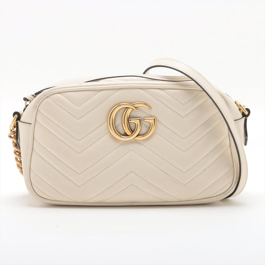 Gucci GG Marmont Leather Chain Camera Bag White