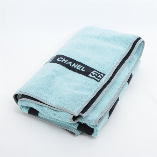 Chanel  Logo Cotton Beach Towel Blue x Black