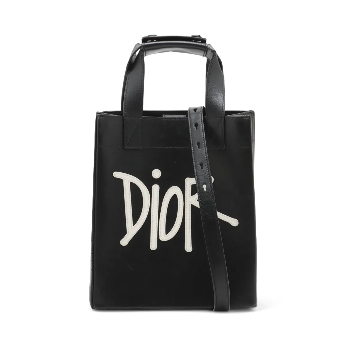 Dior x Stussy Leather Two-Way Tote Bag Black