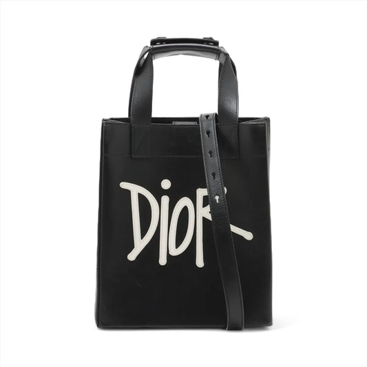 Dior x Stussy Leather Two-Way Tote Bag Black