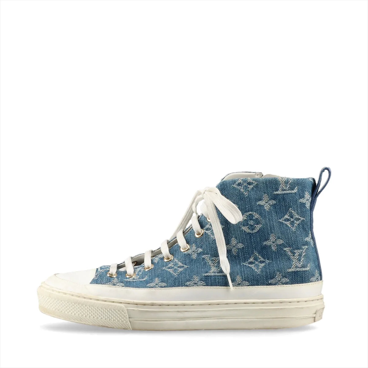 Louis Vuitton Stellar Denim Leather High-top Sneakers Blue x White