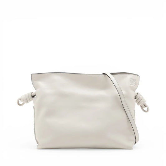 Loewe Flamenco Leather Clutch Shoulder Bag White