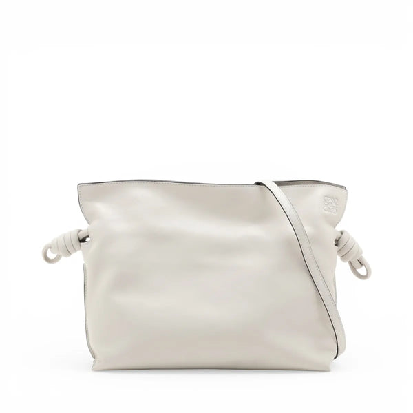 Loewe Flamenco Leather Clutch Shoulder Bag White