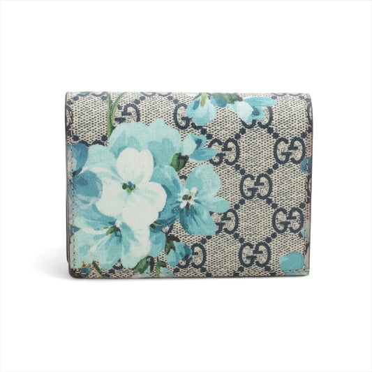 Gucci GG Blooms Compact Wallet Beige x Navy