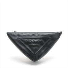 Load image into Gallery viewer, Prada Triangle Leather Clutch Bag Black
