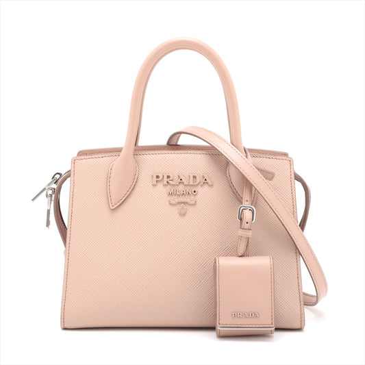 Prada Saffiano Monochrome Two-Way Shoulder Bag Pink Beige * PREORDER *