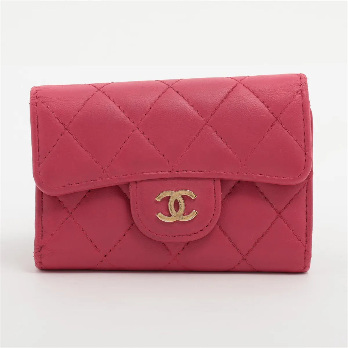 Chanel CC Logo Matelasse Lambskin Key Case Red