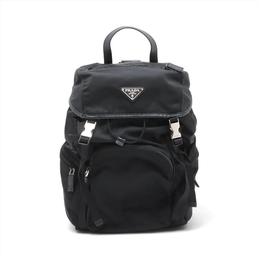 Prada Tessuto Nylon Leather Backpack Black