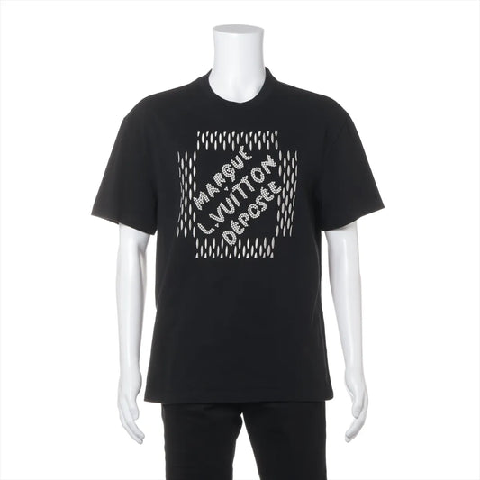 Louis Vuitton "Marque L.Vuitton Deposee" Embroidered Beads Cotton T-shirt Black