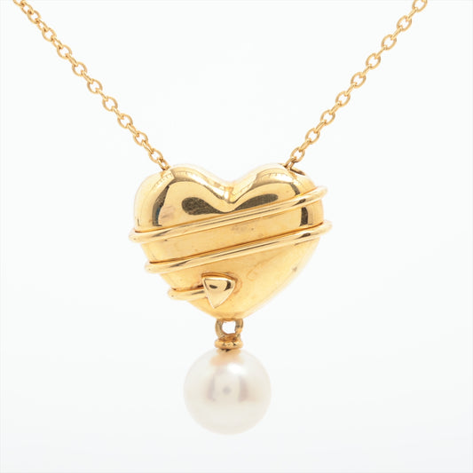 Tiffany Heart Arrow Pearl Necklace Gold