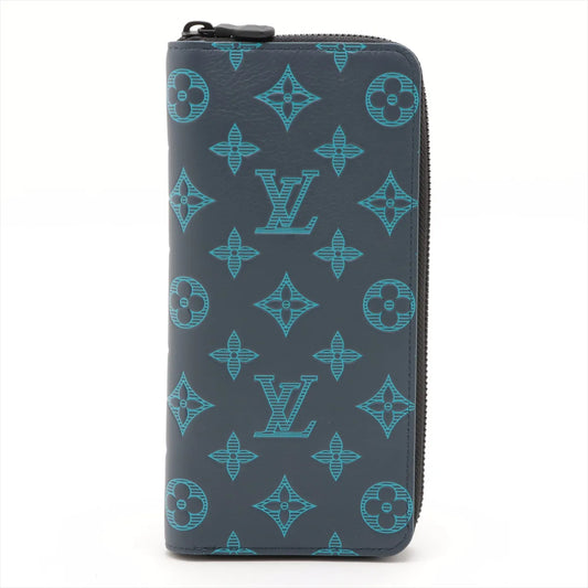 Louis Vuitton Monogram Shadow Zippy Vertical Wallet Navy River Blue