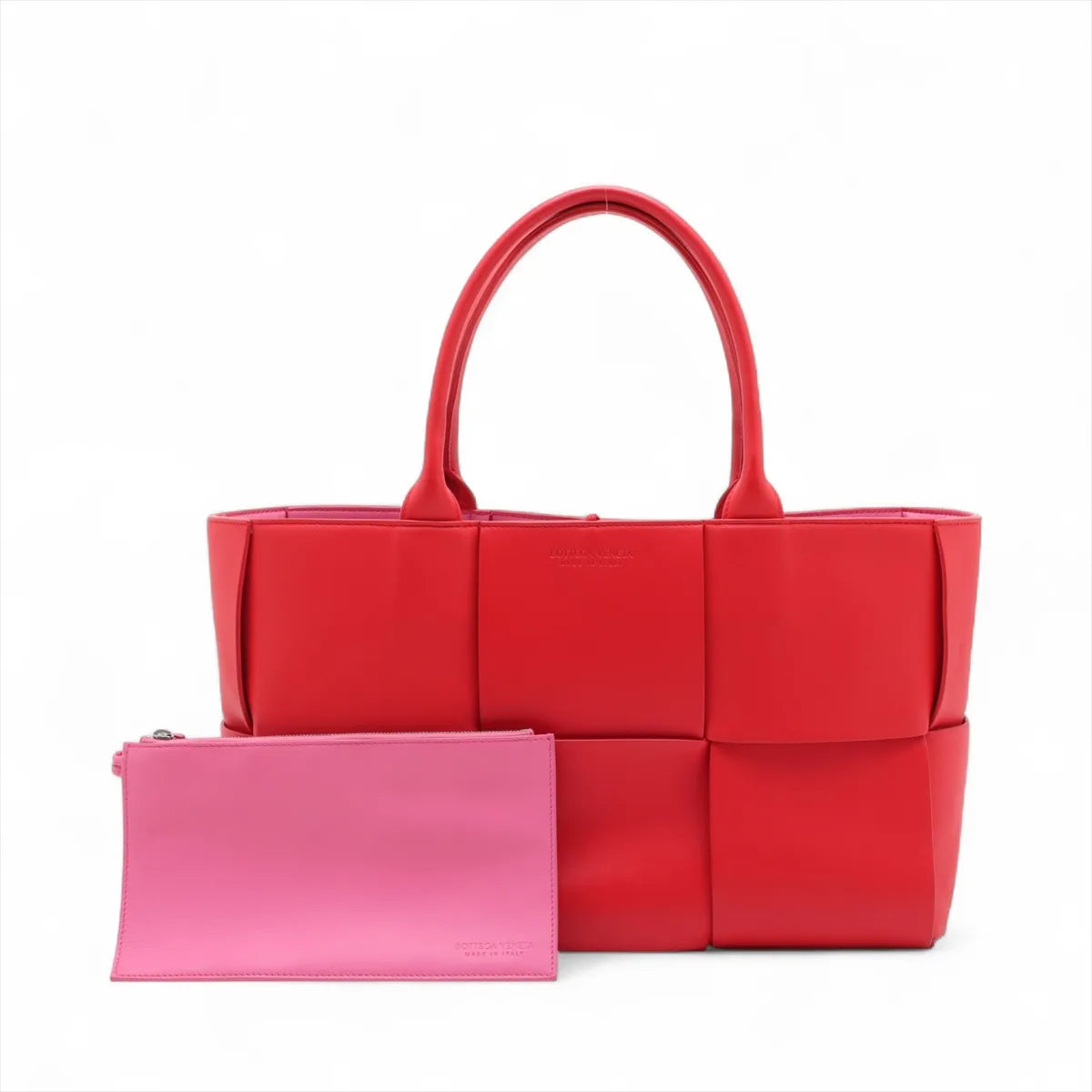 Bottega Veneta Maxi Intrecciato The Arco Tote Bag Red