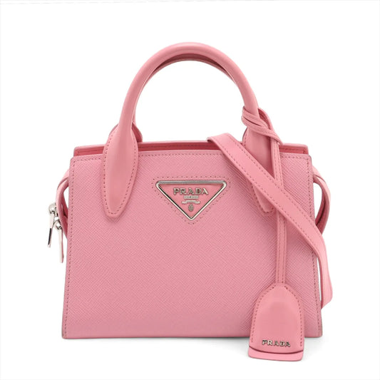 Prada Saffiano Cuir Leather Two-Way Handbag Pink