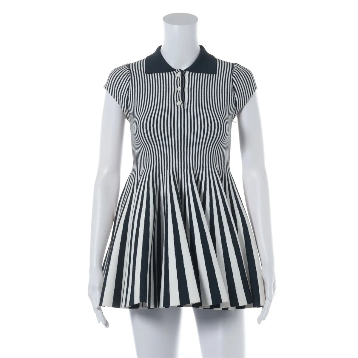 Loewe Polyester × Rayon Knit Dress White x Navy