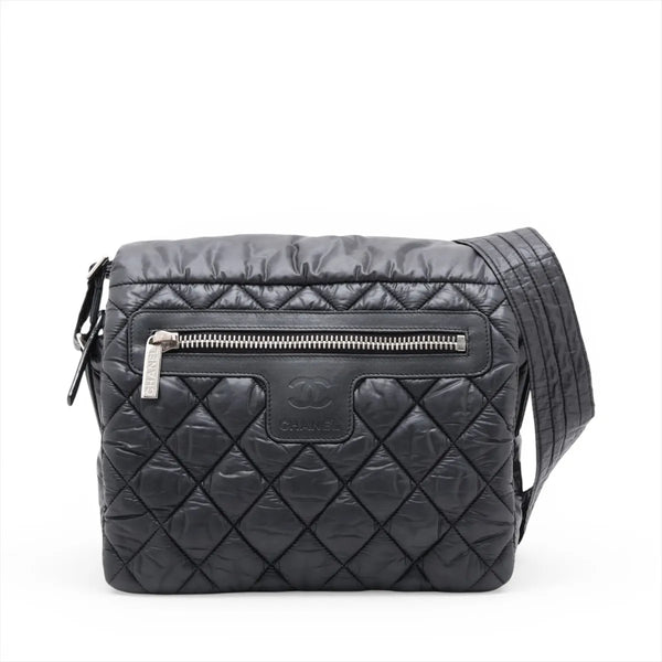 Chanel Coco Cocoon Nylon Leather Shoulder Bag Black