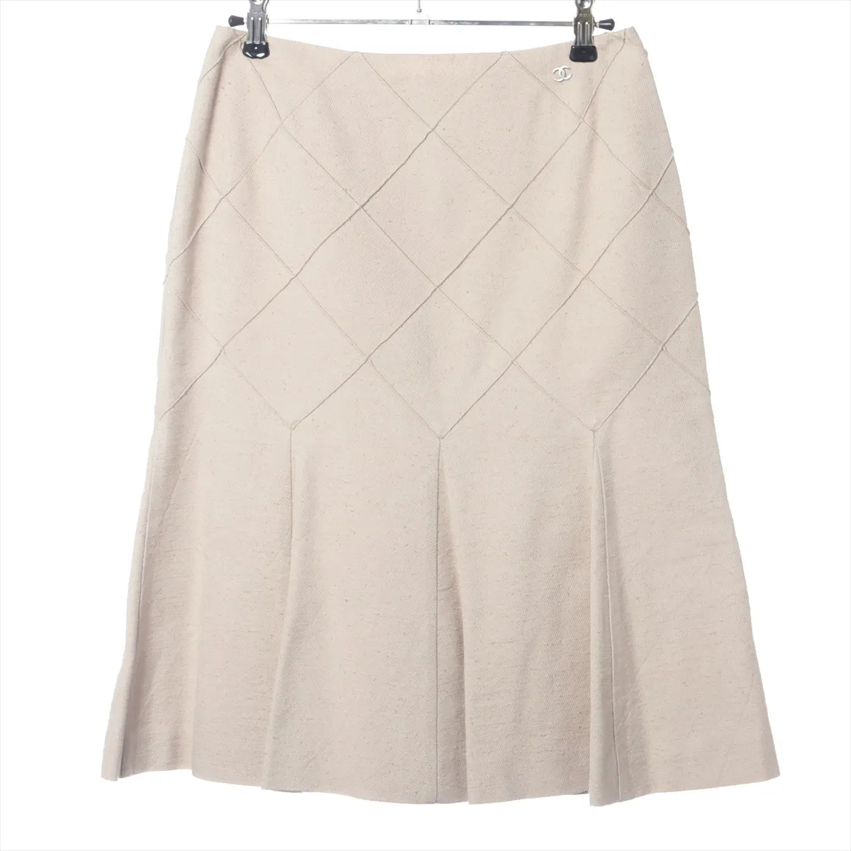 Chanel Matelasse Pleated Skirt Beige