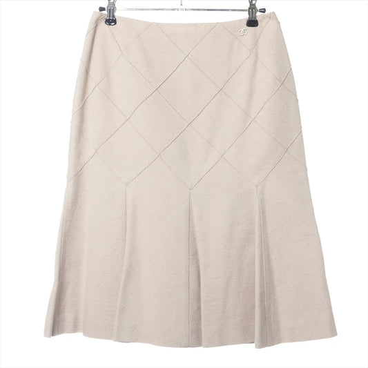 Chanel Matelasse Pleated Skirt Beige