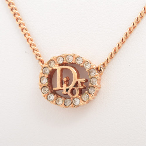 Best Christian Dior Round Logo Rhinestone Pendant Necklace