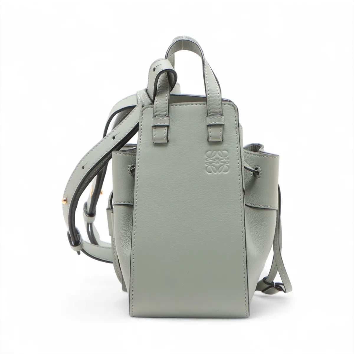 Loewe Hammock Drawstring Mini Leather Shoulder Bag Green
