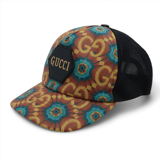 Gucci GG Cotton Polyester Hat Yellow x Navy Blue