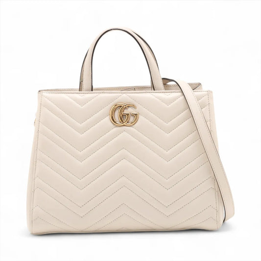 Gucci GG Marmont Leather Two-Way Handbag White
