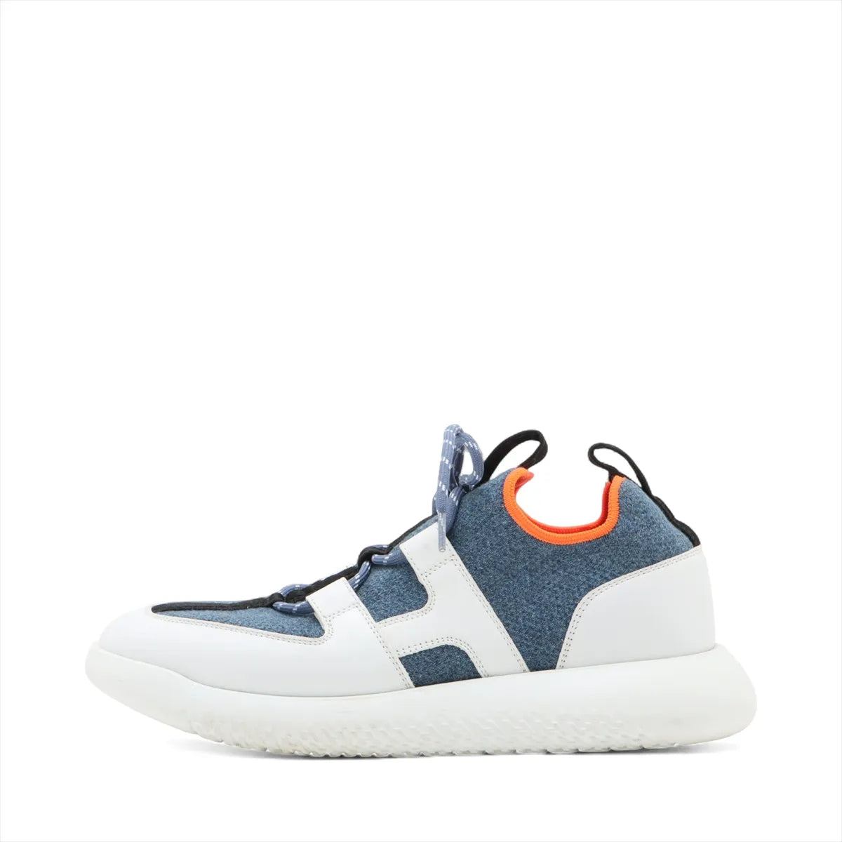 Hermes Duel Knit × Leather Sneakers Blue x White