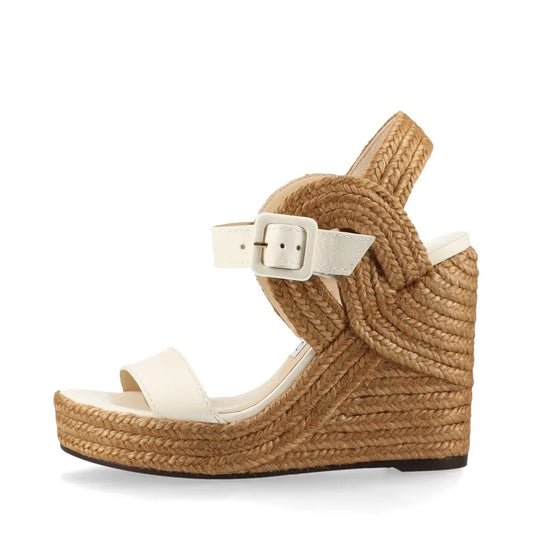 Jimmy Choo Strap Espadrilles Wedge Sandal Ivory
